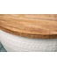 Invicta Interior Ronde salontafel ORIENT STORAGE 60cm wit acaciahout met opbergruimte handgemaakt gehamerd - 40108