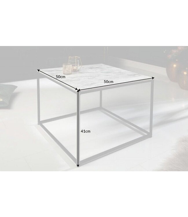 Invicta Interior Elegante salontafel ELEMENTS 50cm wit met gepolijst marmeren blad - 40112