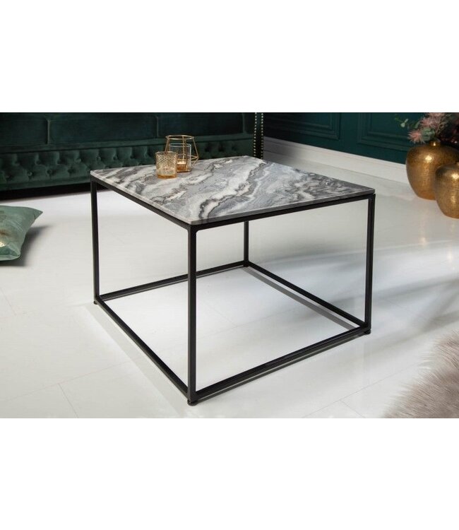 Invicta Interior Elegante salontafel ELEMENTS 50cm grijs met gepolijst marmeren blad - 40113