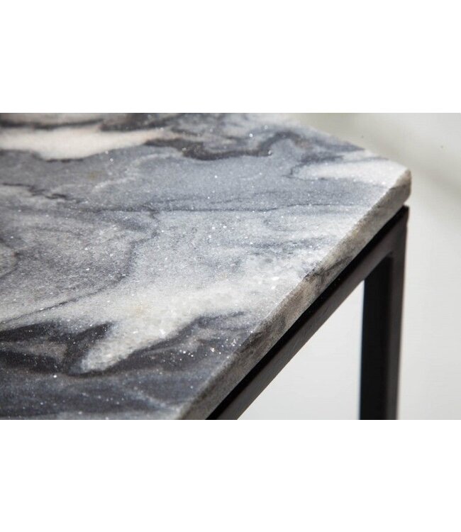 Invicta Interior Elegante salontafel ELEMENTS 50cm grijs met gepolijst marmeren blad - 40113