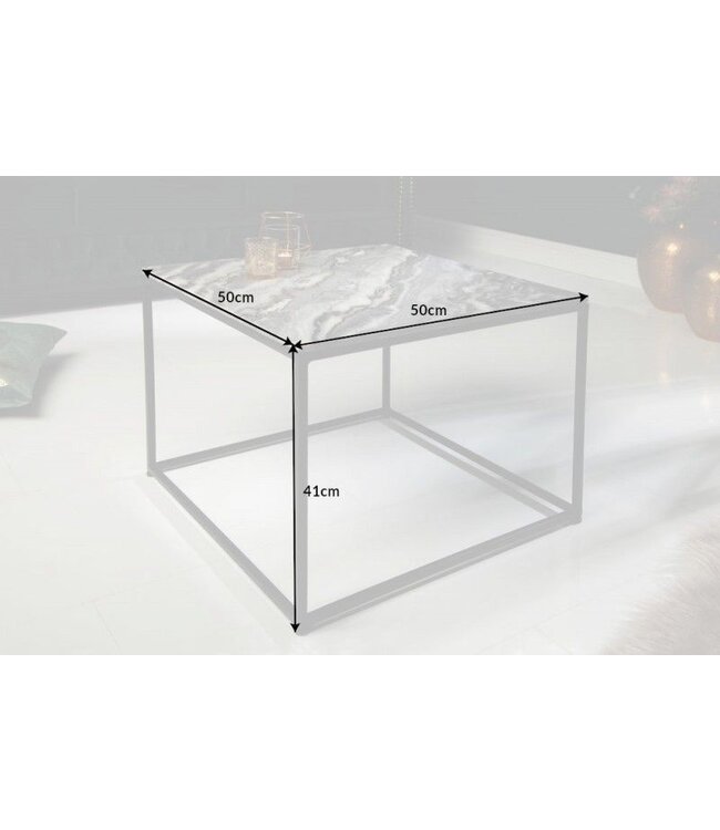 Invicta Interior Elegante salontafel ELEMENTS 50cm grijs met gepolijst marmeren blad - 40113