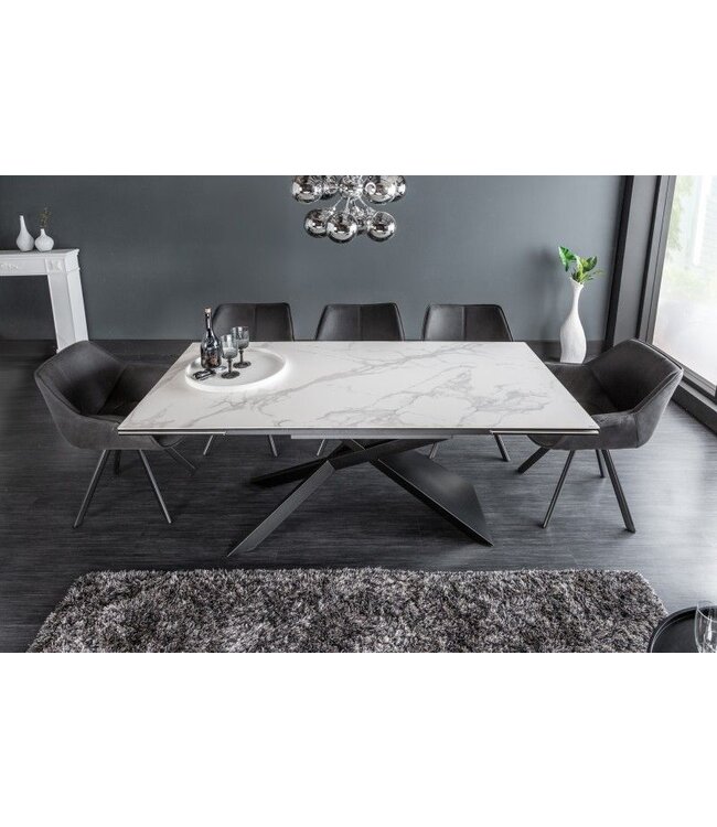 Invicta Interior Uitschuifbare eettafel EUPHORIA 180-220-260cm marmer wit keramiek gemaakt in Italie - 40122