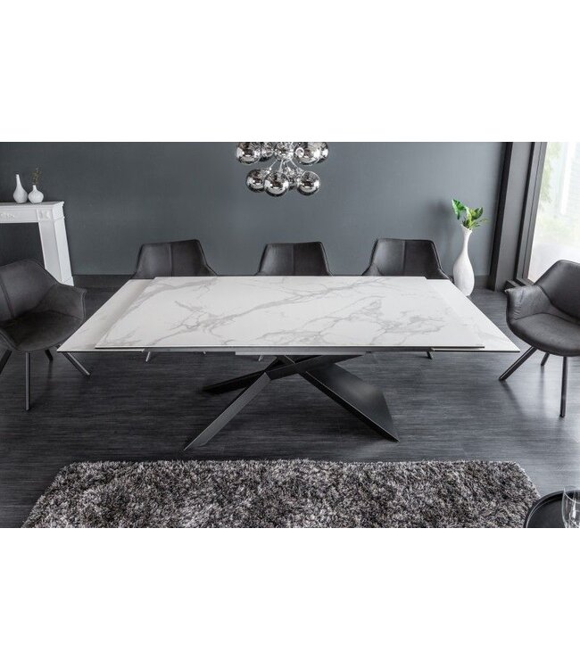 Invicta Interior Uitschuifbare eettafel EUPHORIA 180-220-260cm marmer wit keramiek gemaakt in Italie - 40122