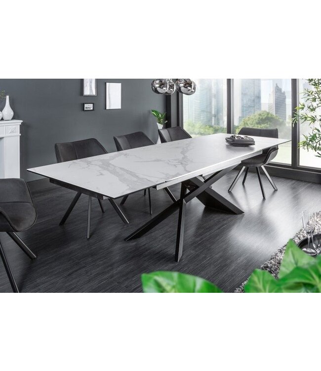 Invicta Interior Uitschuifbare eettafel EUPHORIA 180-220-260cm marmer wit keramiek gemaakt in Italie - 40122