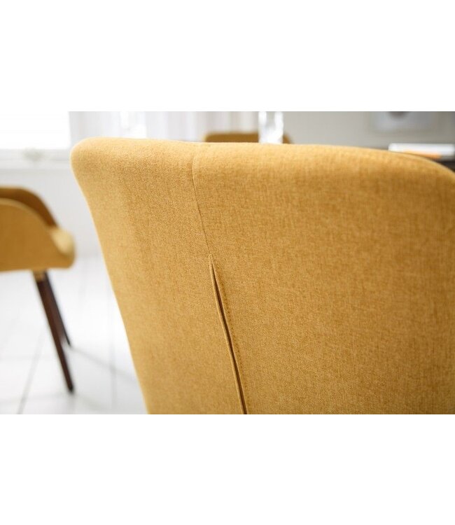 Invicta Interior Design klassieke stoel SCANDINAVIA MEESTERSTUK mosterdgeel met armleuning - 40124