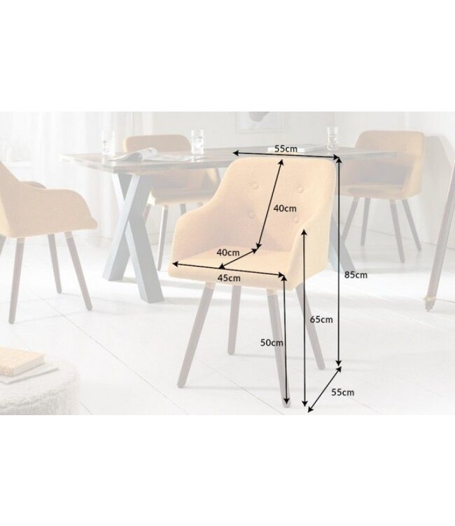 Invicta Interior Design klassieke stoel SCANDINAVIA MEESTERSTUK mosterdgeel met armleuning - 40124