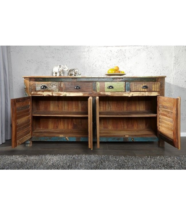 Invicta Interior Uniek dressoir JAKARTA 160cm kleurrijk gerecycled massief hout van vissersboten - 40126