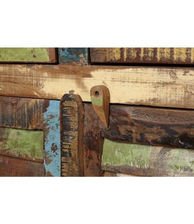 Invicta Interior Uniek dressoir JAKARTA 160cm kleurrijk gerecycled massief hout van vissersboten - 40126