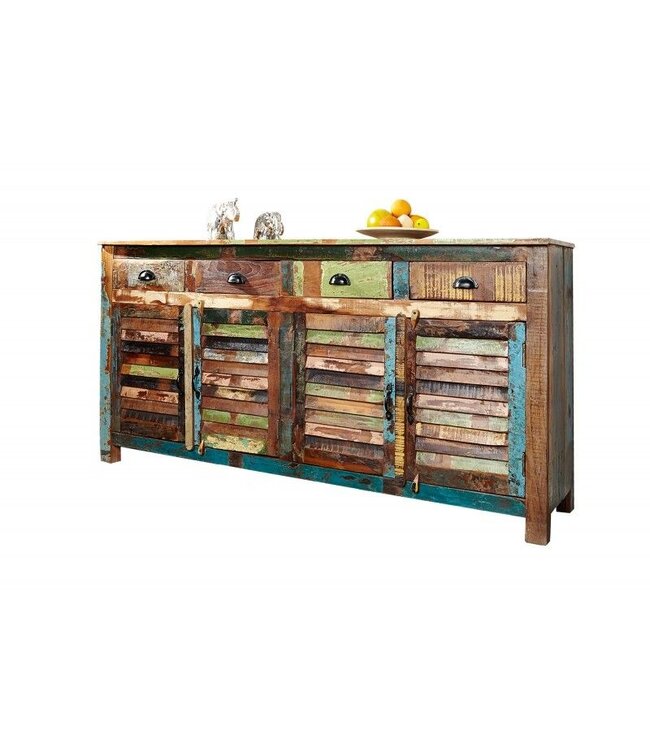 Invicta Interior Uniek dressoir JAKARTA 160cm kleurrijk gerecycled massief hout van vissersboten - 40126