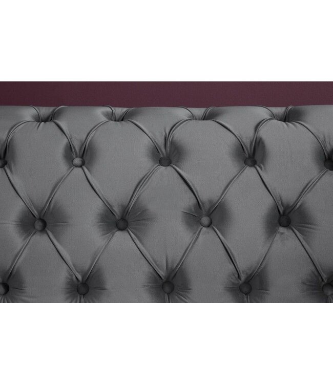 Invicta Interior Chesterfield Design 3-zits loungebank PARIS 225cm zilvergrijs fluweel 3-zits inclusief kussens - 40148