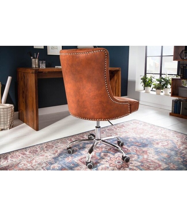 Invicta Interior In hoogte verstelbare bureaustoel VICTORIAN vintage lichtbruin met Chesterfield-quilt - 40166