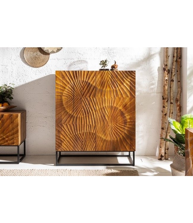 Invicta Interior Massief dressoir SCORPION 120cm bruin mangohout met gedetailleerde 3D-gravures - 40183