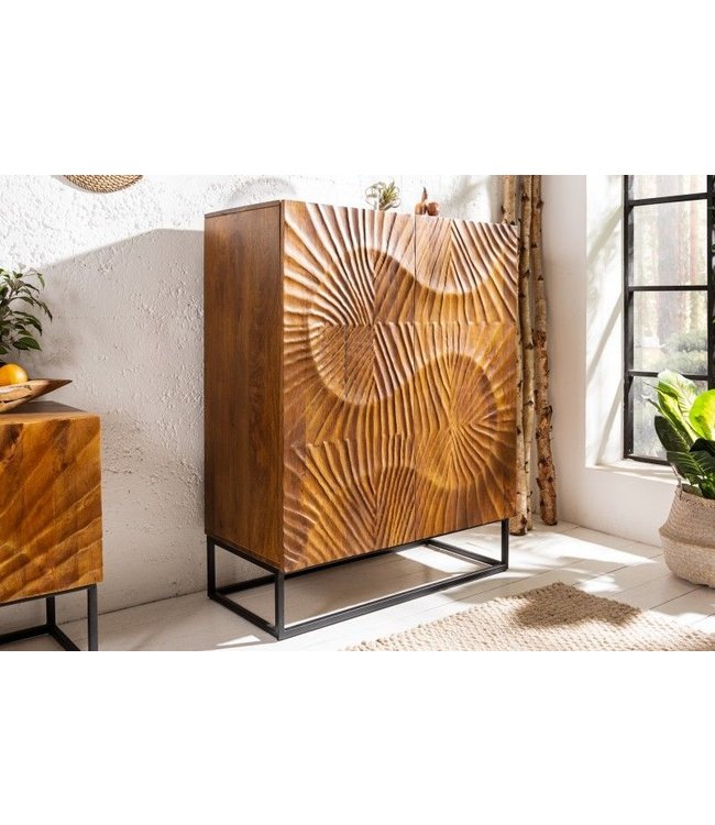 Invicta Interior Massief dressoir SCORPION 120cm bruin mangohout met gedetailleerde 3D-gravures - 40183