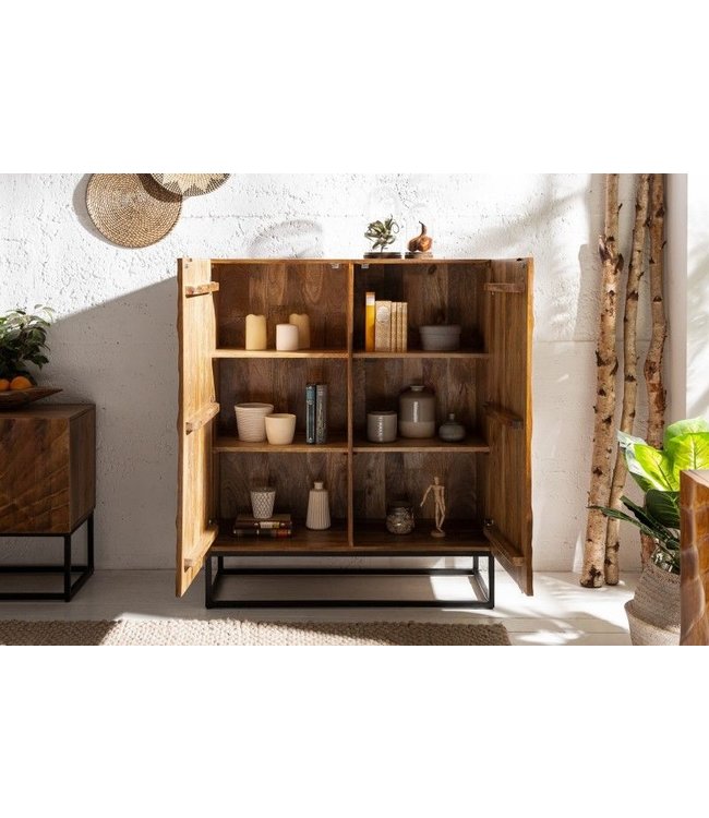 Invicta Interior Massief dressoir SCORPION 120cm bruin mangohout met gedetailleerde 3D-gravures - 40183