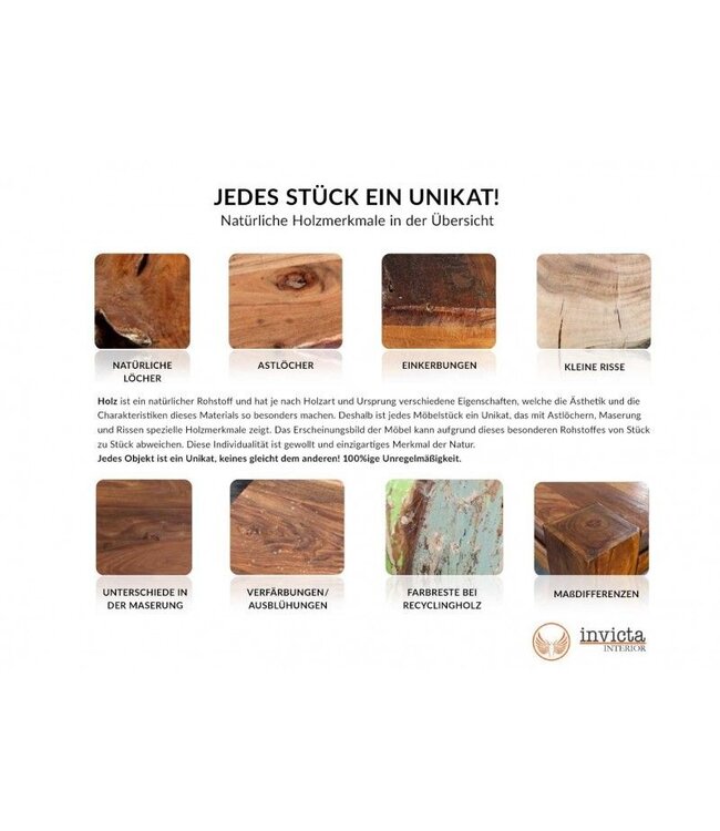 Invicta Interior Massief dressoir SCORPION 120cm bruin mangohout met gedetailleerde 3D-gravures - 40183