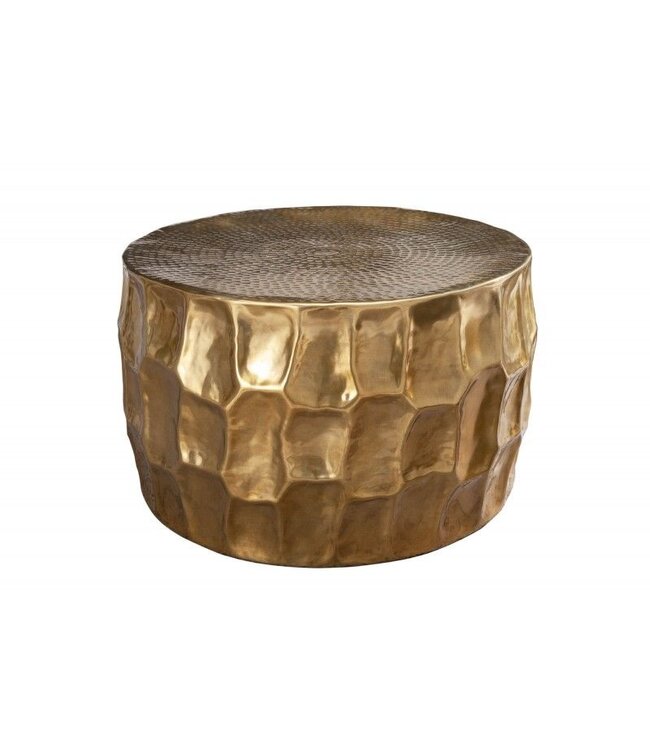 Invicta Interior Ronde salontafel ORGANIC ORIENT 70cm goud metaal gehamerd 3D ontwerp handgemaakt - 40225
