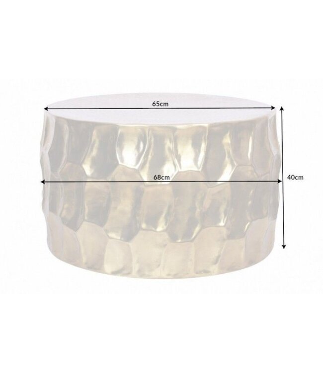 Invicta Interior Ronde salontafel ORGANIC ORIENT 70cm goud metaal gehamerd 3D ontwerp handgemaakt - 40225