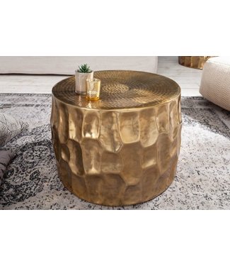 Invicta Interior Ronde salontafel ORGANIC ORIENT 55cm goud metaal gehamerd 3D ontwerp handgemaakt - 40227