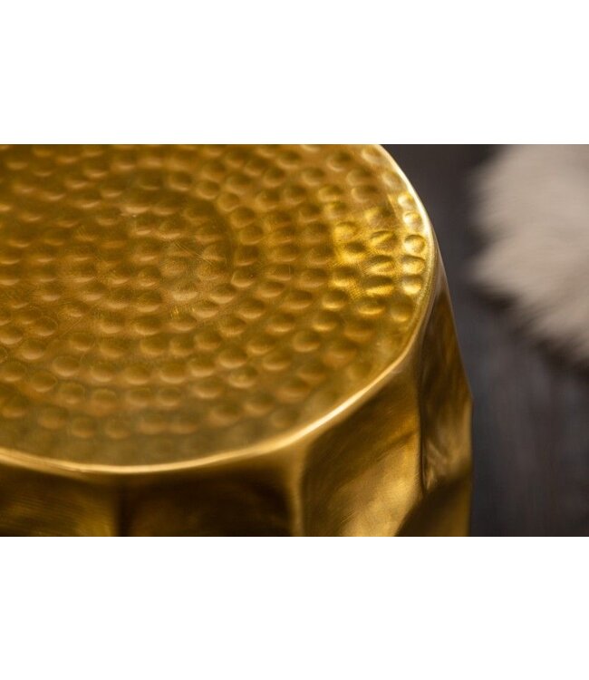 Invicta Interior Handgemaakte bijzettafel ORGANIC ORIENT 50cm goud metaal gehamerd design rond - 40230