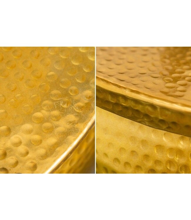Invicta Interior Ronde salontafel ORIENT STORAGE 70cm goud metaal met opbergruimte gehamerd ontwerp handgemaakt - 40231