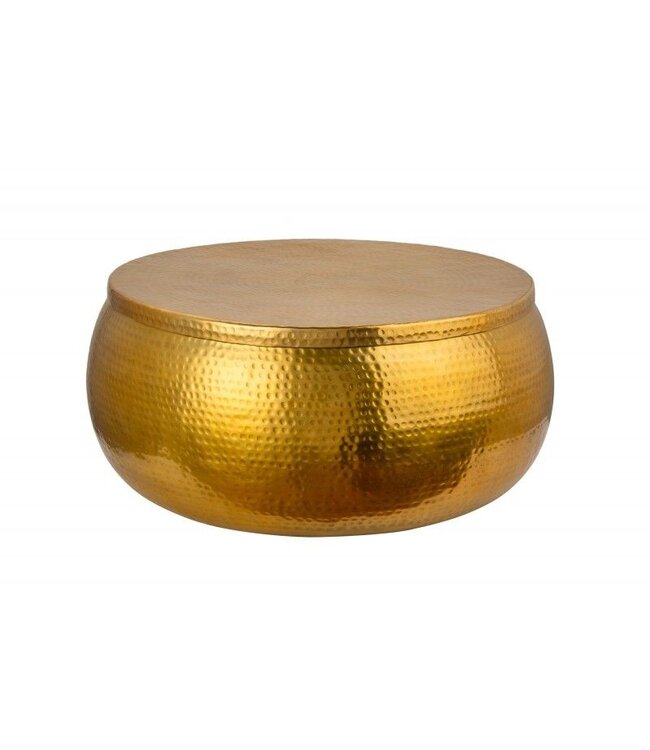 Invicta Interior Ronde salontafel ORIENT STORAGE 70cm goud metaal met opbergruimte gehamerd ontwerp handgemaakt - 40231