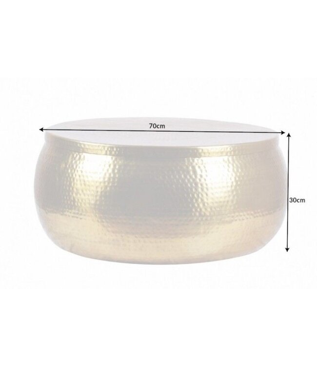Invicta Interior Ronde salontafel ORIENT STORAGE 70cm goud metaal met opbergruimte gehamerd ontwerp handgemaakt - 40231