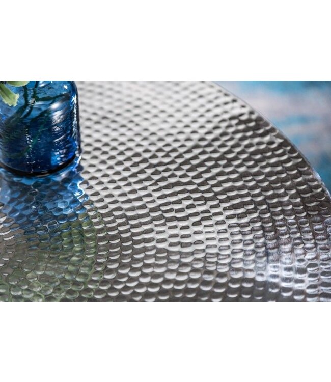 Invicta Interior Ronde salontafel ORIENT STORAGE 70cm zilver metaal met opbergruimte gehamerd ontwerp handgemaakt - 40232