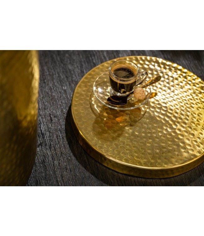 Invicta Interior Handgemaakte bijzettafel ORIENT STORAGE 50cm goud gehamerd ontwerp met ronde opbergruimte - 40233