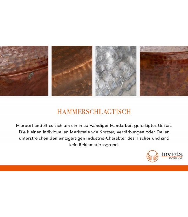 Invicta Interior Handgemaakte bijzettafel ORIENT STORAGE 50cm goud gehamerd ontwerp met ronde opbergruimte - 40233