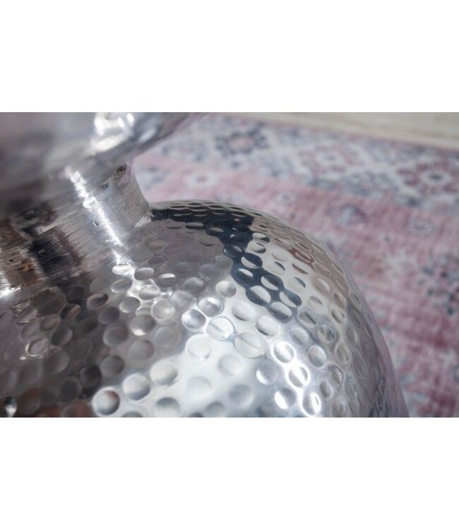Invicta Interior Handgemaakte bijzettafel ORIENT 40cm zilver metaal gehamerd design rond - 40235