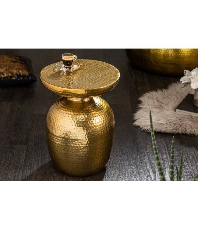 Invicta Interior Handgemaakte bijzettafel ORIENT 36cm goud gehamerd ontwerp - 40236