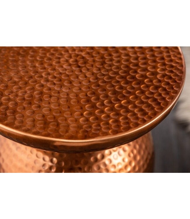 Invicta Interior Handgemaakte bijzettafel ORIENT 40cm koper metaal gehamerd design rond - 40237