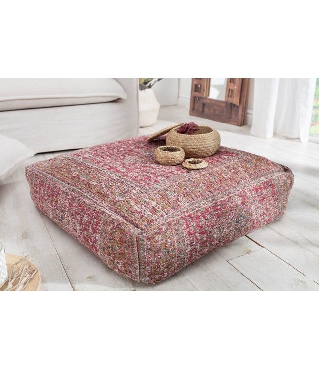 Invicta Interior Oosters vloerkussen XL OLD MARRAKESCH 70cm rood bloemmotief zitpoef - 40240