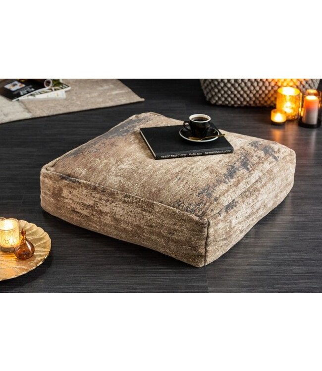 Invicta Interior Design vloerkussen XL MODERN ART 70cm zitkussen bruin abstract patroon - 40241