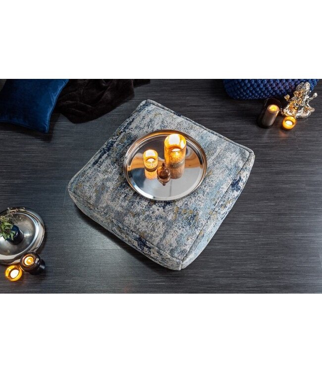 Invicta Interior Design vloerkussen XL ABSTRACT 70cm blauw beige zitpoef met abstract patroon - 40242