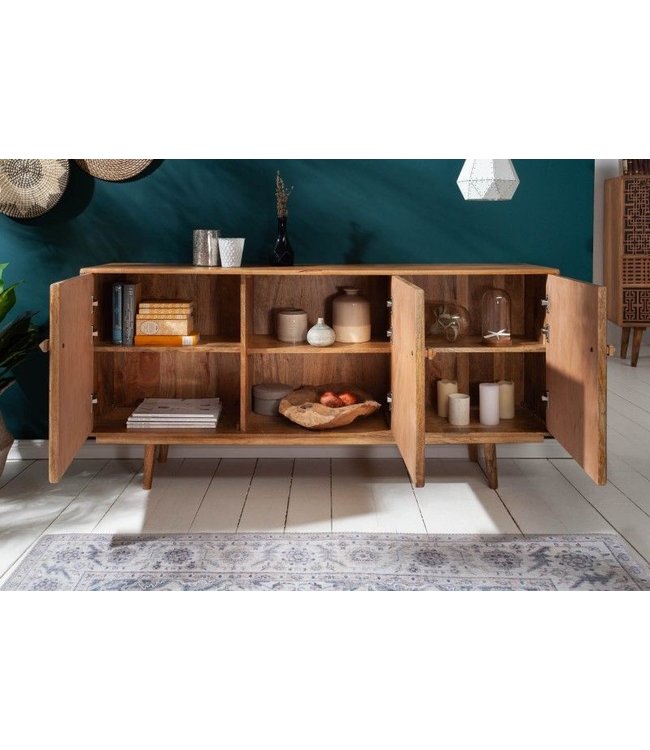 Invicta Interior Massief dressoir MARRAKESCH 160 cm mangohout met boho-stijl decoratie - 40247