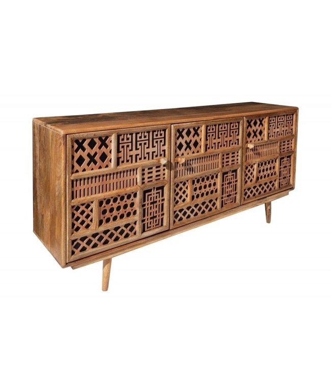 Invicta Interior Massief dressoir MARRAKESCH 160 cm mangohout met boho-stijl decoratie - 40247