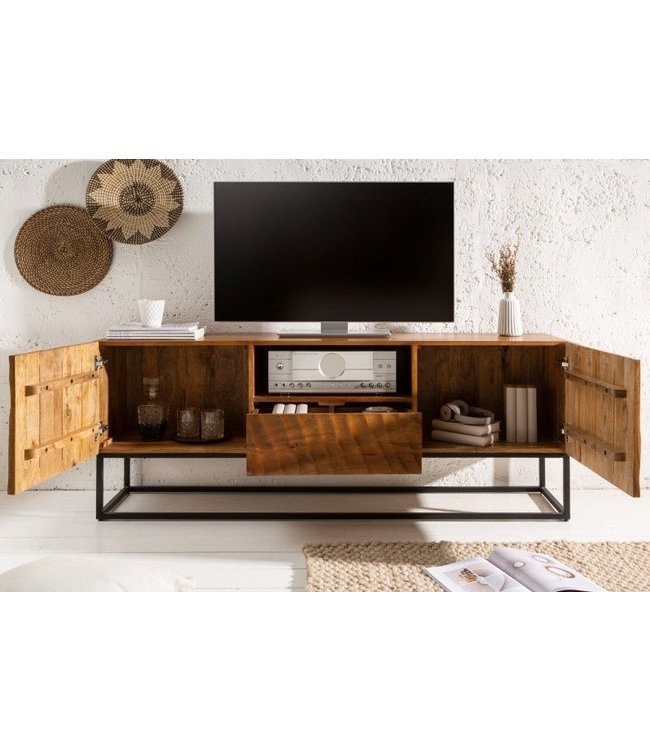 Invicta Interior Massief TV-lowboard SCORPION 160cm mangohout met gedetailleerd 3D-snijwerk - 40252