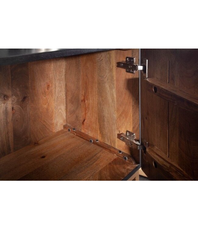 Invicta Interior Massief tv-lowboard SCORPION 160cm zwart mangohout met gedetailleerde 3D-snijwerken - 40253