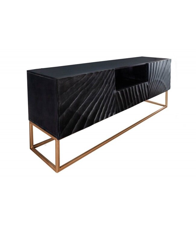 Invicta Interior Massief tv-lowboard SCORPION 160cm zwart mangohout met gedetailleerde 3D-snijwerken - 40253