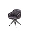 Invicta Interior Draaibare design stoel EUPHORIA donkergrijs fluweel met armleuning metalen frame zwart - 40263