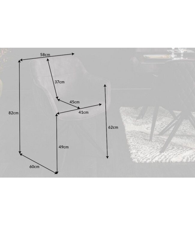 Invicta Interior Draaibare design stoel EUPHORIA donkergrijs fluweel met armleuning metalen frame zwart - 40263