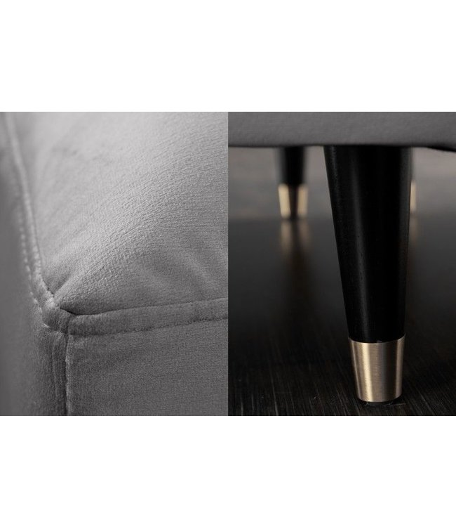 Invicta Interior Elegante hoekbank COSY VELVET 260cm grijze fluwelen 3-zitsbank met veerkern - 40273