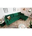 Invicta Interior Elegante hoekbank COSY VELVET 260cm smaragdgroene fluwelen veerkern 3-zitsbank - 40274