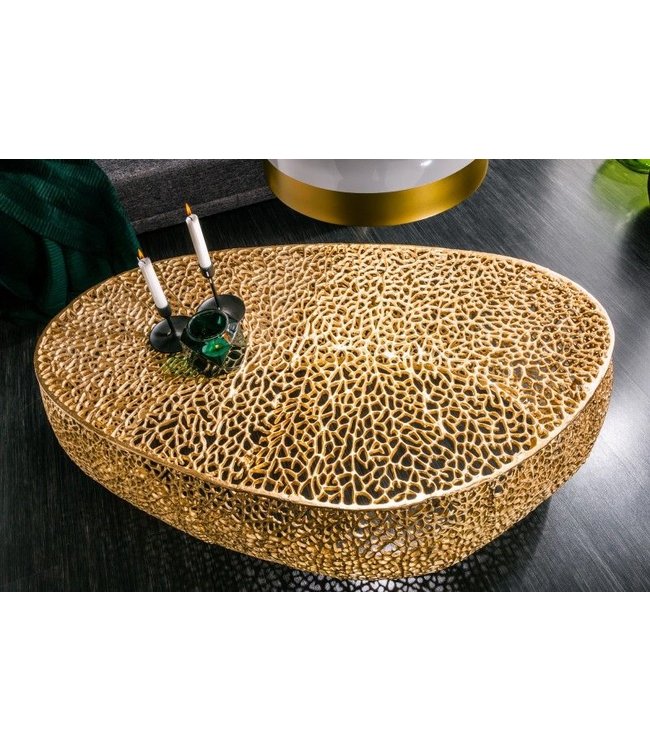 Invicta Interior Filigraan design salontafel ABSTRACT LEAF 120cm goud handgemaakt - 40283