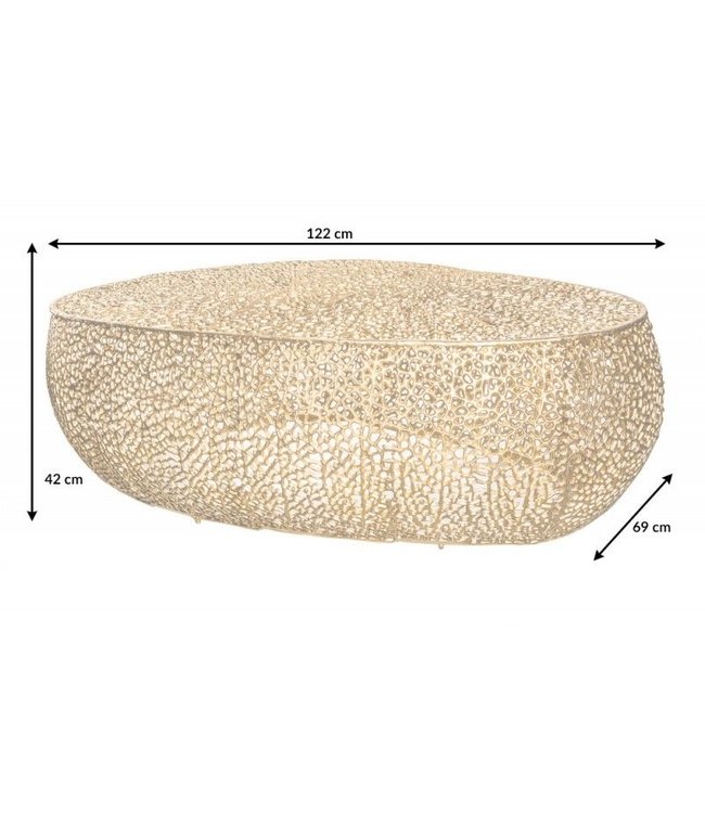 Invicta Interior Filigraan design salontafel ABSTRACT LEAF 120cm goud handgemaakt - 40283