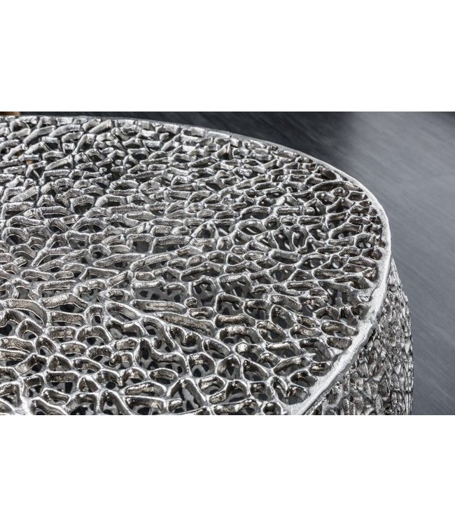 Invicta Interior Filigraan design salontafel ABSTRACT BLAD 120cm zilver handgemaakt - 40284