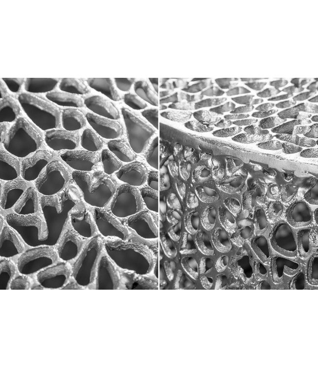 Invicta Interior Filigraan design salontafel ABSTRACT BLAD 120cm zilver handgemaakt - 40284