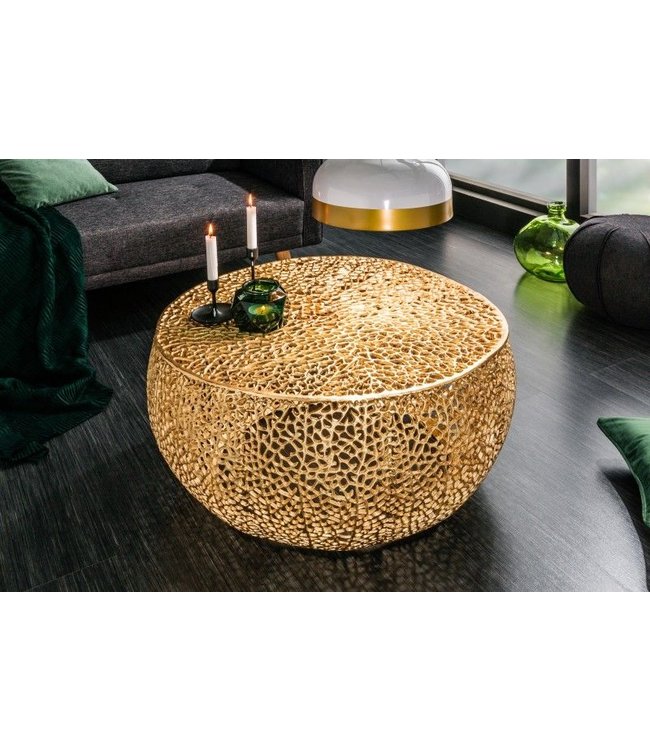 Invicta Interior Filigraan design salontafel ABSTRACT LEAF 80cm goud handgemaakt - 40285