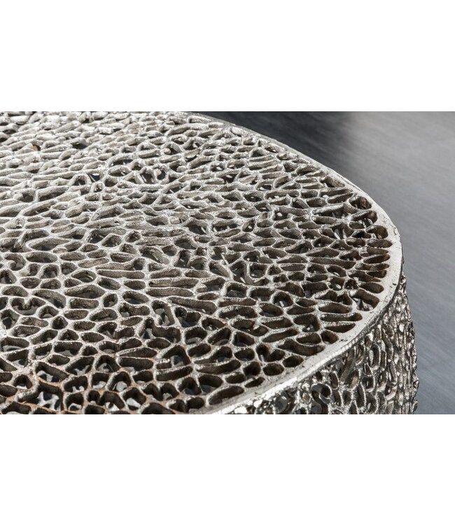 Invicta Interior Filigraan design salontafel ABSTRACT BLAD 80cm zilver handgemaakt - 40286